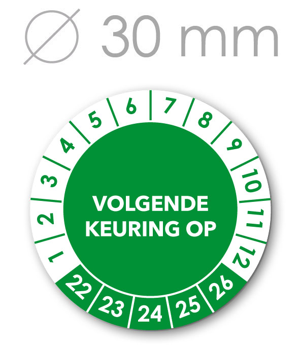 Volgende Keuring tot 5 jaargangen 30 mm GROEN